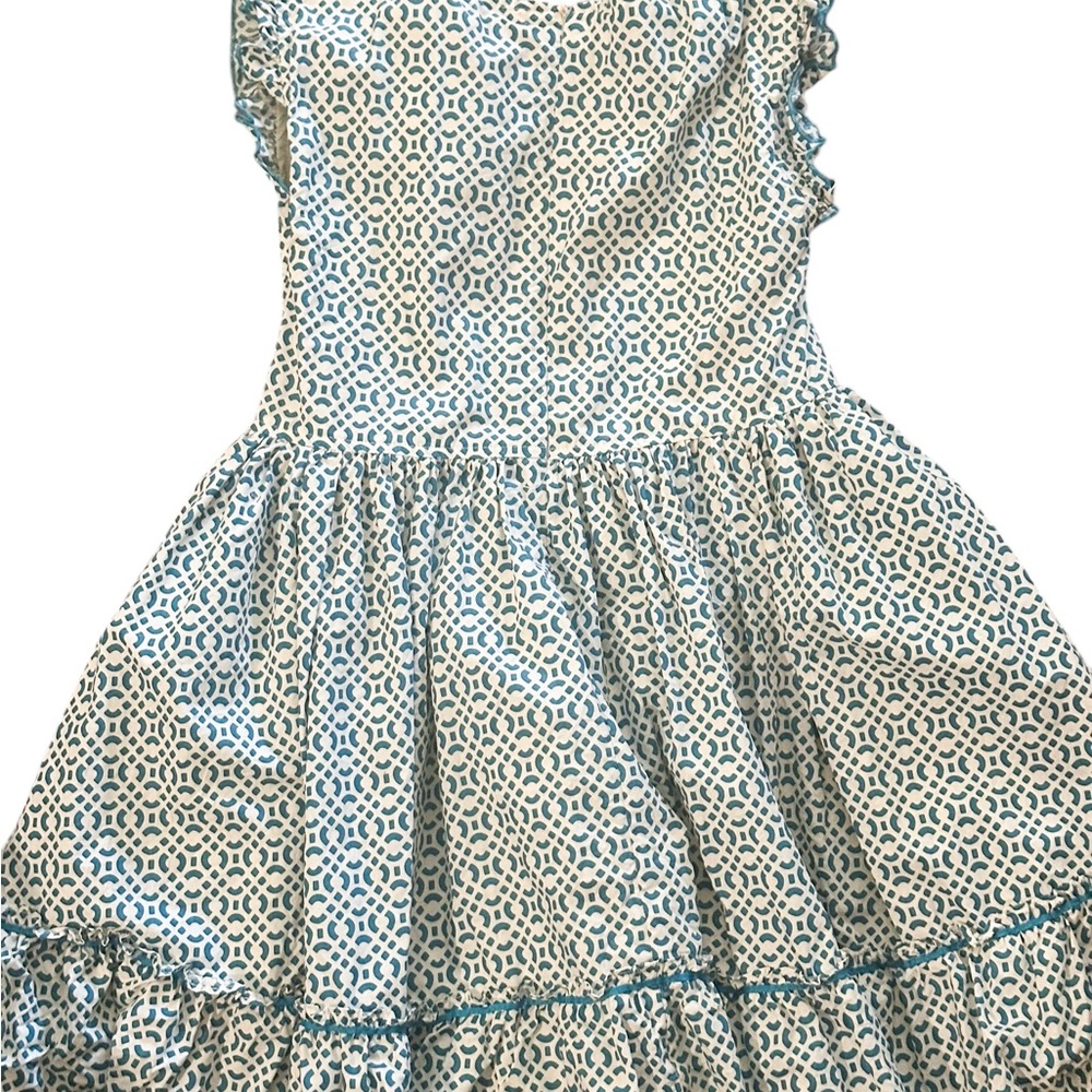 Pink Chicken Blue and White Patterned Dress